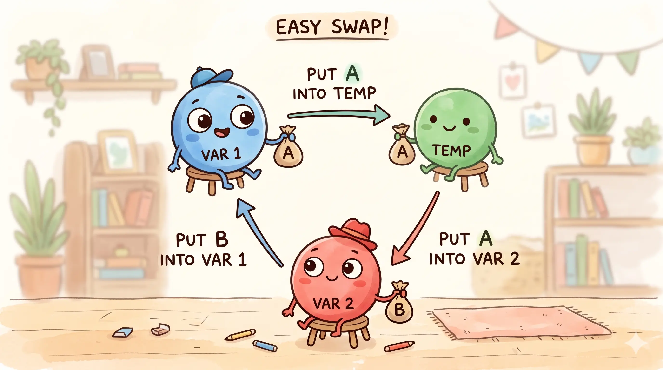 Visual explanation of swapping two variables